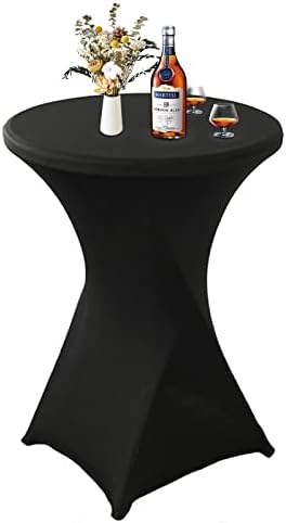 Osunnus 1 paket koktel stol navlake crni okrugli stolnjak 24x43 inča Spandex Stretchy prekrivači za stolove za viseće tablice visoke