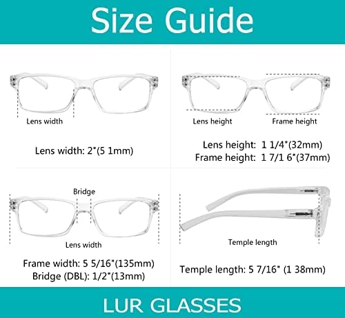 LUR 6 pakovanja Očistite naočale za čitanje + 3 paketa na pola okvira za čitanje
