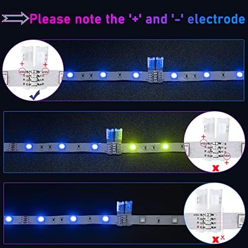 20 paketa 4-pinski LED konektori i 6 pakovanja kristalnog L LED konektori za 5050 RGB LED svjetlosne trake